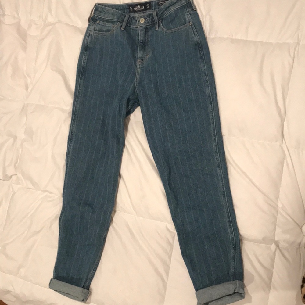 hollister vertical striped mom jeans